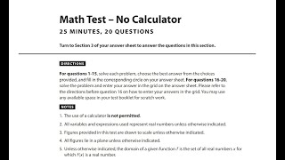 SAT Practice Test #3 No-Calculator Math Section Q1-Q10
