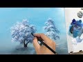 How to Draw a Winter Tree with Fan Brush - Lesson 18