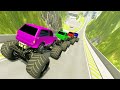 Ht gameplay crash  839  epic high speed jumps monster trucks  big cars vs speed bumps potholes