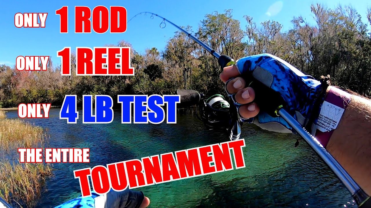 ONLY 1 ROD 1 REEL And 4 LB LINE in a BASS FISHING TOURNAMENT!! (CRAZY) 