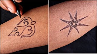 New simple pin and on with trishul tattoo designs || tattoo art video