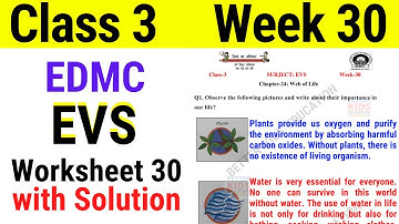 EDMC Class 3 EVS Week 30 Worksheet 30 class 3rd Environmental Studies worksheet 30 with Solution