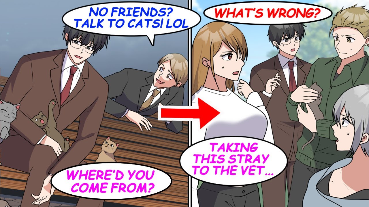 I was mocked by my coworker for only having a cat, then helped lively students with stray... [Manga]