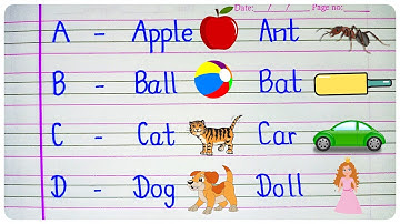 Write ABCD to Z Alphabets with Sounds/Learn A for Apple B for Ball/Learn A for apple with spelling