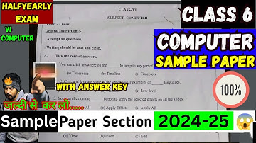 Class-6 Computer/ Half Yearly Exam Question Paper || Model Paper For Session 2024-25 ||