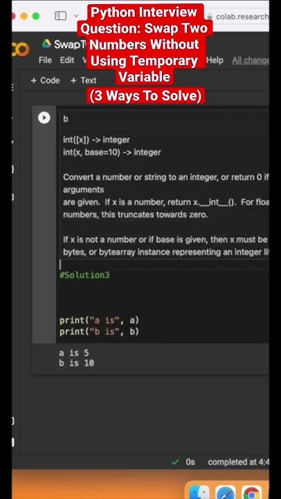 Python Interview Question: Swap Two Numbers Without A Temp Variable (3 ...