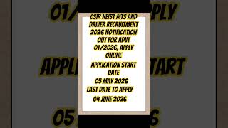 CSIR NEIST MTS and Driver Recruitment 2026 Apply Online start|#shortvideo #exampreparation #newtrend