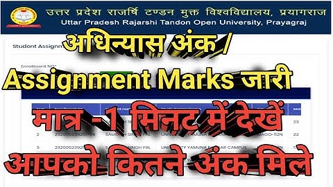 UPRTOU-Rajarshi Tandon Open University- How to see Assignment Marks/अधिन्यास अंक December 2024 जारी