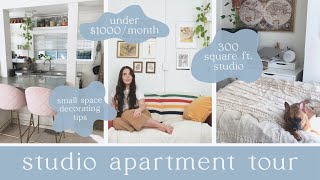 studio apartment tour // 300 square foot (very small) apartment tour + small space decor