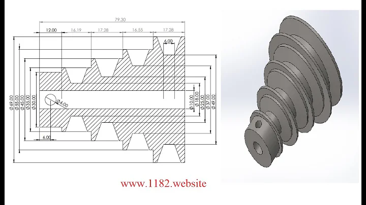 How to design cone pulley for V-belt in Solidworks? #vbelt #drillmachine #pulley