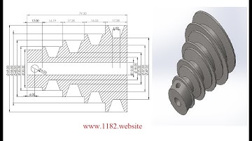 How to design cone pulley for V-belt in Solidworks? #vbelt #drillmachine #pulley