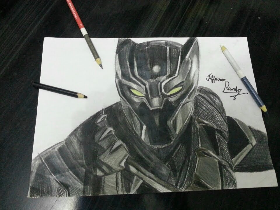 drawing black panther desenhando pantera negra por jefferson