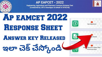 Ap Eamcet 2022 Response Sheet & Answer Key Download 2022  How To Download Response Sheet Answer Key