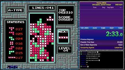 Tetris (NES) 100 Lines, Level 0 Start PB: 4:49