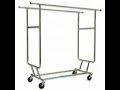 Collapsible Double Rail Salesman Rolling Clothing Rack | Chrome