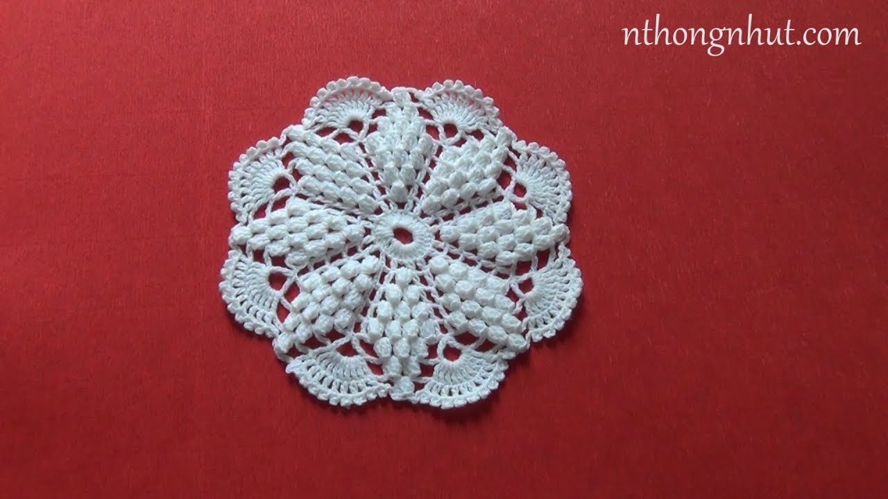 Crochet 3D doily tutorial (Eng sub) I Hướng dẫn móc miếng lót bình hoa họa tiết ngôi sao 3D