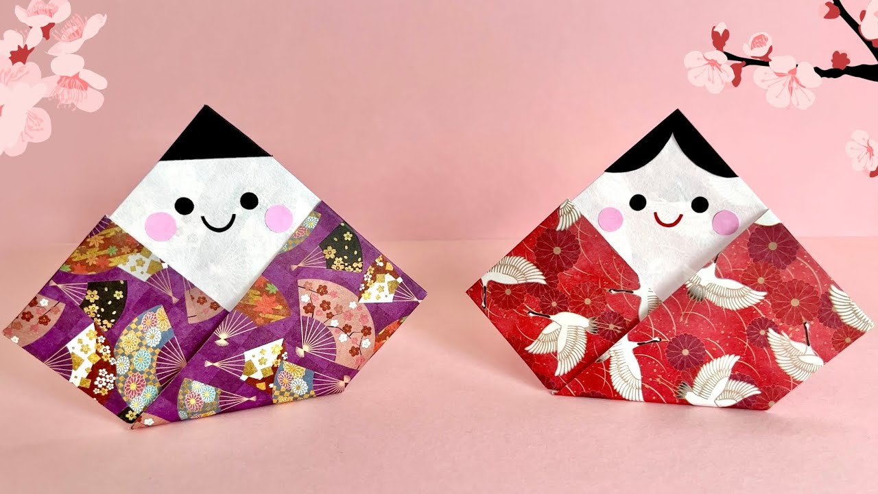 折り紙 簡単 可愛い 自立する お雛様 折り方 Origami Hinamatsuril