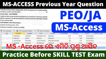 MS Access practical question pdf osssc | Computer Skill Test for PEO Exam 2023 Odisha