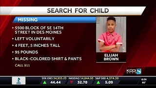 Des Moines Police search for 9-year-old Elijah Brown