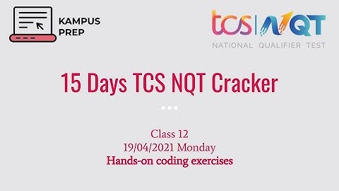 TCS NQT 2021 Cracker | Class 12 | Hands-on Coding | May Series #tcsnqt2021 #subjectnqt #coding