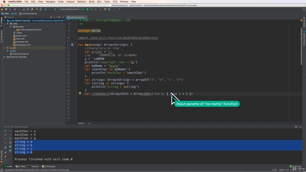 4 Working with string and array in Kotlin - YouTube