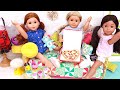Friends pyjama party with pizza! Play Dolls story