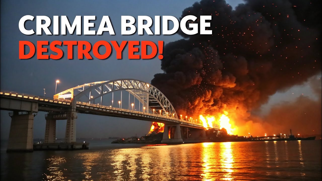 🔥Total Destruction! Massive Explosion Destroys Crimea Bridge – Caught on Camera!
