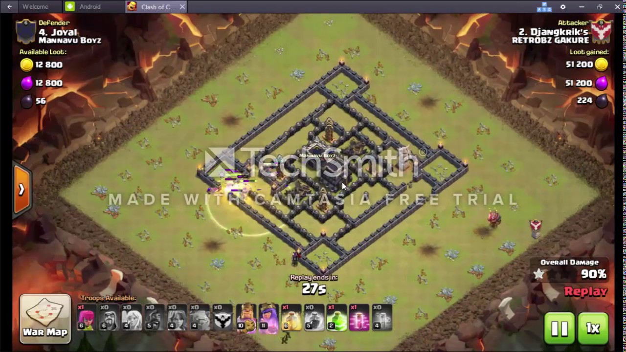 Strategy Th 9 Attack Th9 Base Kotak Youtube