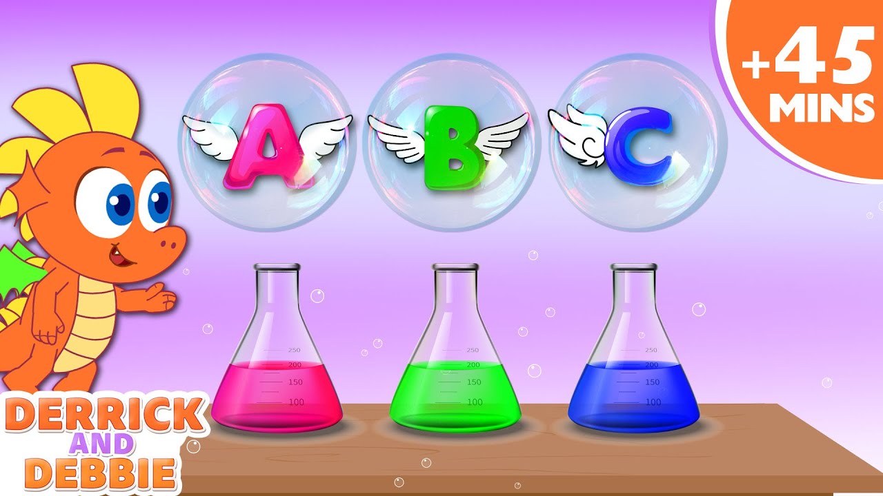 [4K] 🔠ABC Bubbles | Learn Letters! + More Nursery Rhymes and Kids Songs | Derrick and Debbie