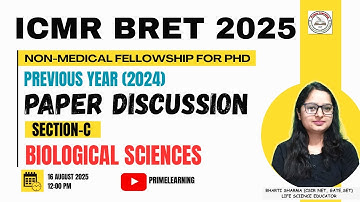 ICMR BRET 2024 Complete Question Paper | Section-C  BIOLOGICAL SCIENCES | ICMR BRET 2025