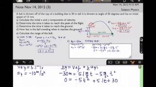 Projectile Motion Problem  Unlevel Ground Part 2