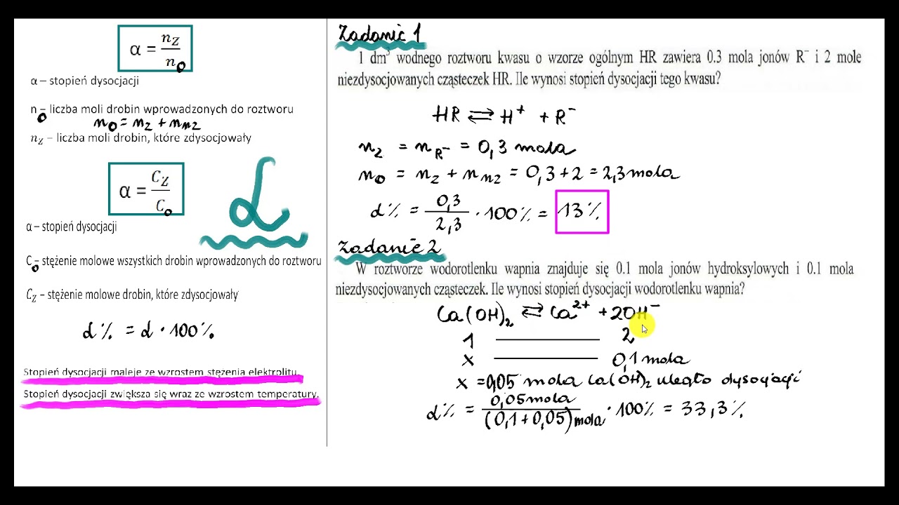 wzor na stopien dysocjacji