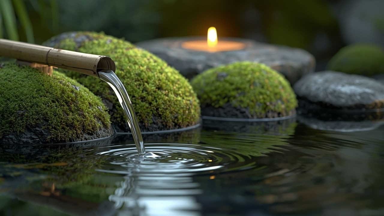 Deep Sleep Instantly with Bamboo Water Fountain Relaxing Music (5 Hours)