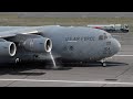 US Massive C-17 Uses its Powerful Reverse Thrusts During Short Landing