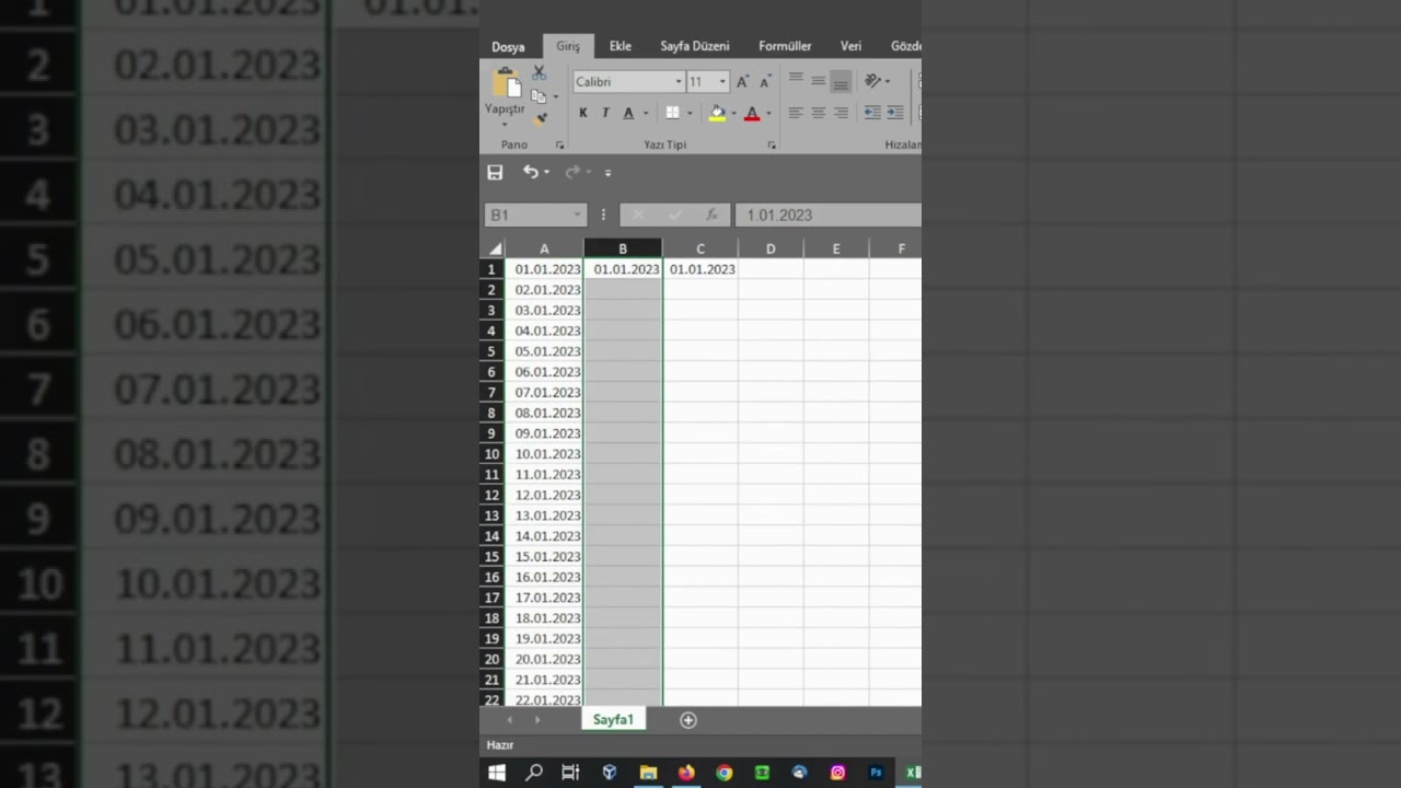 Excel Fonksiyonları | TARİHLERİ SERİ DOLDURMA / GÜN / AY / YIL