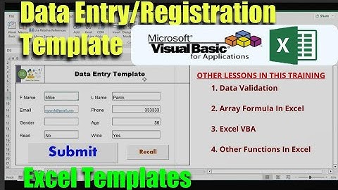 Data Entry/ Registration Template in Excel - VBA Template || Data Validation || Array Formula