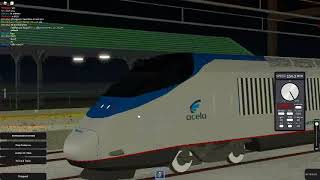 Amtrak Acela Passing Levittown Station at 9:37 PM