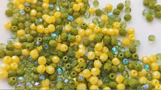 Beads Yellow Green Mix of Three Colors 4MFP401 Czech Fire-Polished Faceted Glass Beads Round 4 mm