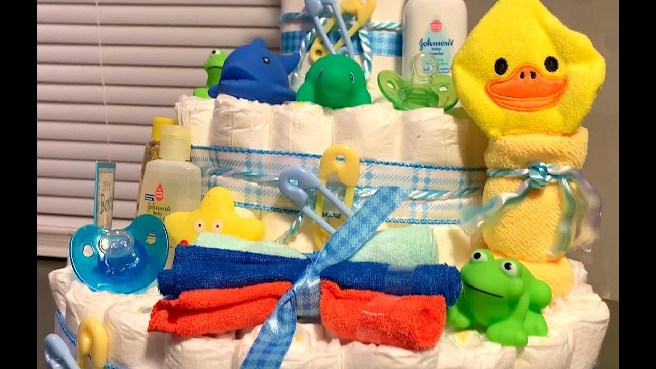 How to make a Diaper Cake for Baby Shower || BATH TIME THEME || It's a ...