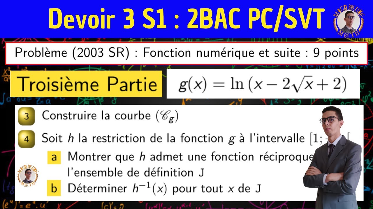 Etude de fonctions, suite — Se préparer au devoir surveillé 3 S1 — Problème Bac 2003 — 2 BAC PC/SVT