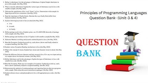 PPL Unit 4 Question bank