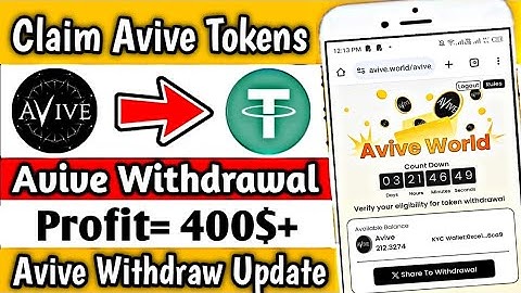 Avive Airdrop Withdrawal || Avive Airdrop Update || How To Withdraw Avive Token || New Airdrop Today