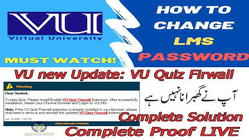 How to Change VULMS Password | Reset VU LMS Password || Quiz Firewall Extension steps #vu #vuquiz