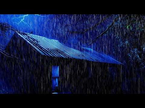Heavy Rain & Thunderstorm on a Tin Roof at Night | Soothing Nature Sounds