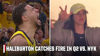 Tyrese Haliburton BACK-TO-BACK-TO-BACK buckets & Caitlin Clark was loving it 🔥