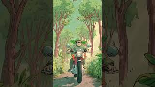 A hyper-realistic 3D scene of a monkey riding a modern sports bike sitting like a human #shorts #ai