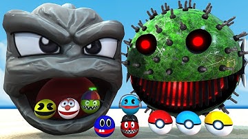 Robot Pacman vs Cartoon Cat vs Ms-Pacman vs Scary Pacman is a Rehearsal to go to Lava Monster Pacman