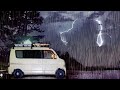 【リアル】雷雨の車中泊。軽自動車に２人暮らし。
