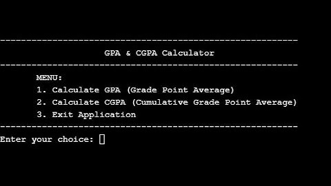 C++ coding to develop CGPA Calculator