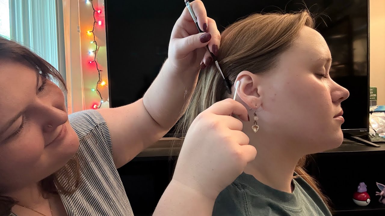 asmr | ear tracing + brushing 🙉💜